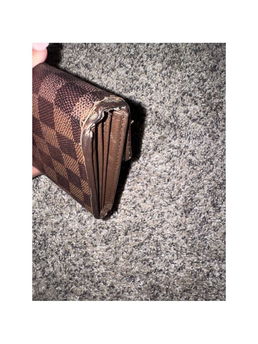 Louis Vuitton Damier Ebene Long Wallet Push Lock Clutch Style Brown Checkered - Picture 5 of 16